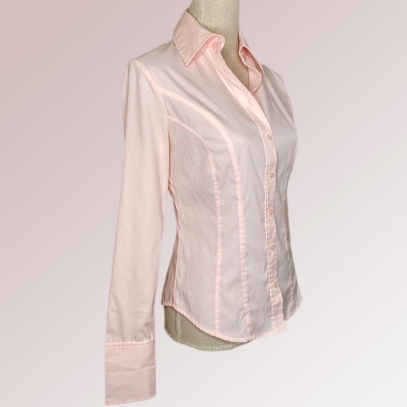 EXPRESS Pale Pink Fitted Blouse Cuffs Long Sleeves - Picture 2 of 8